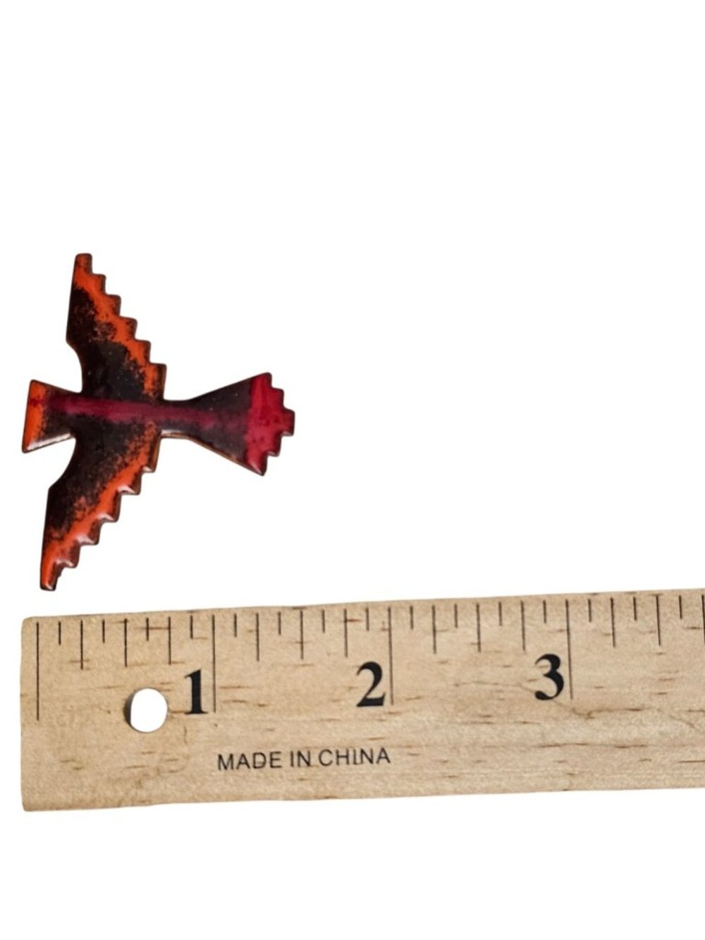 Vintage Enamel Thunderbird Brooch Copper Tone Southwest Native Style Bird Pin - Picture 7 of 7